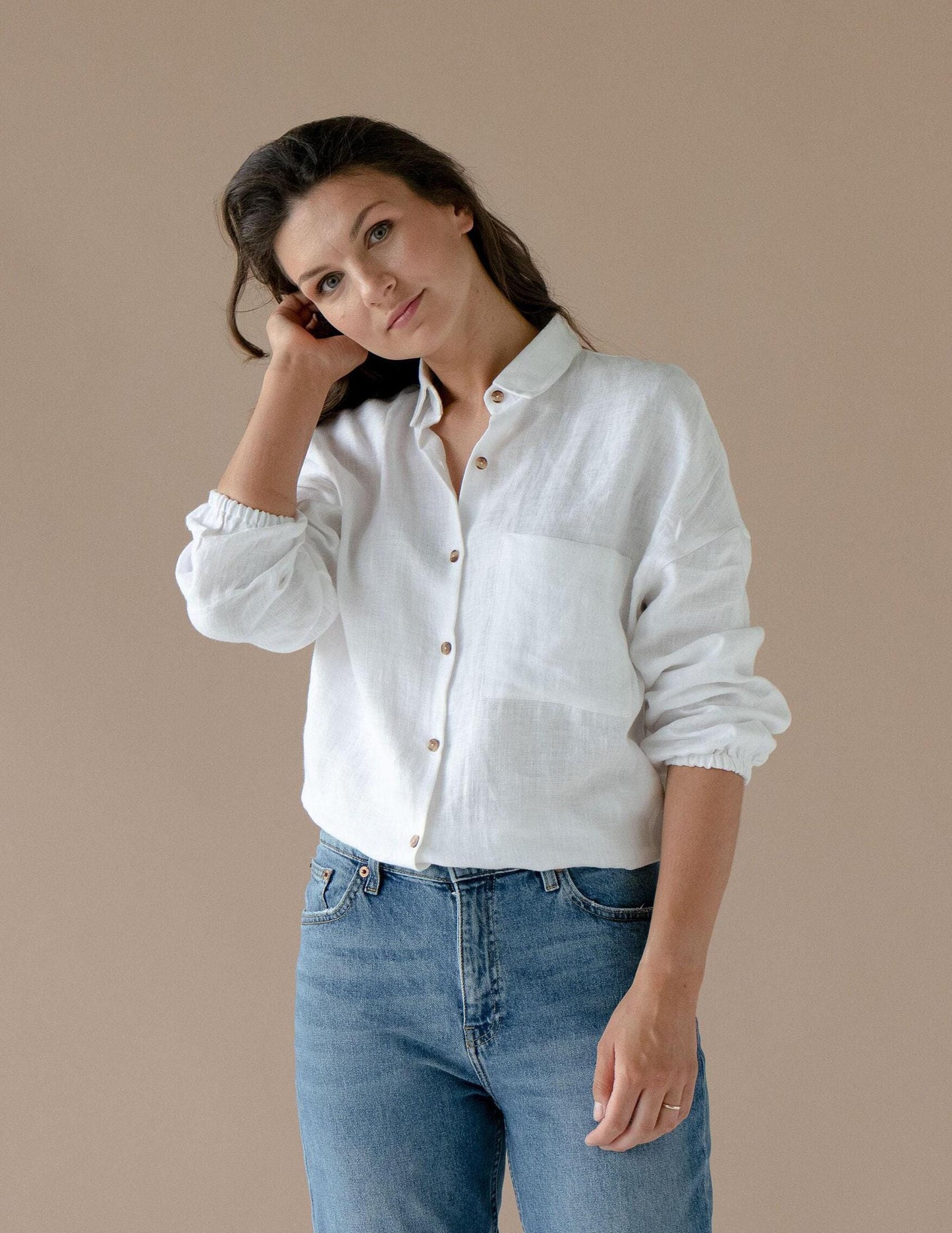 Oversized Linen Shirt in White