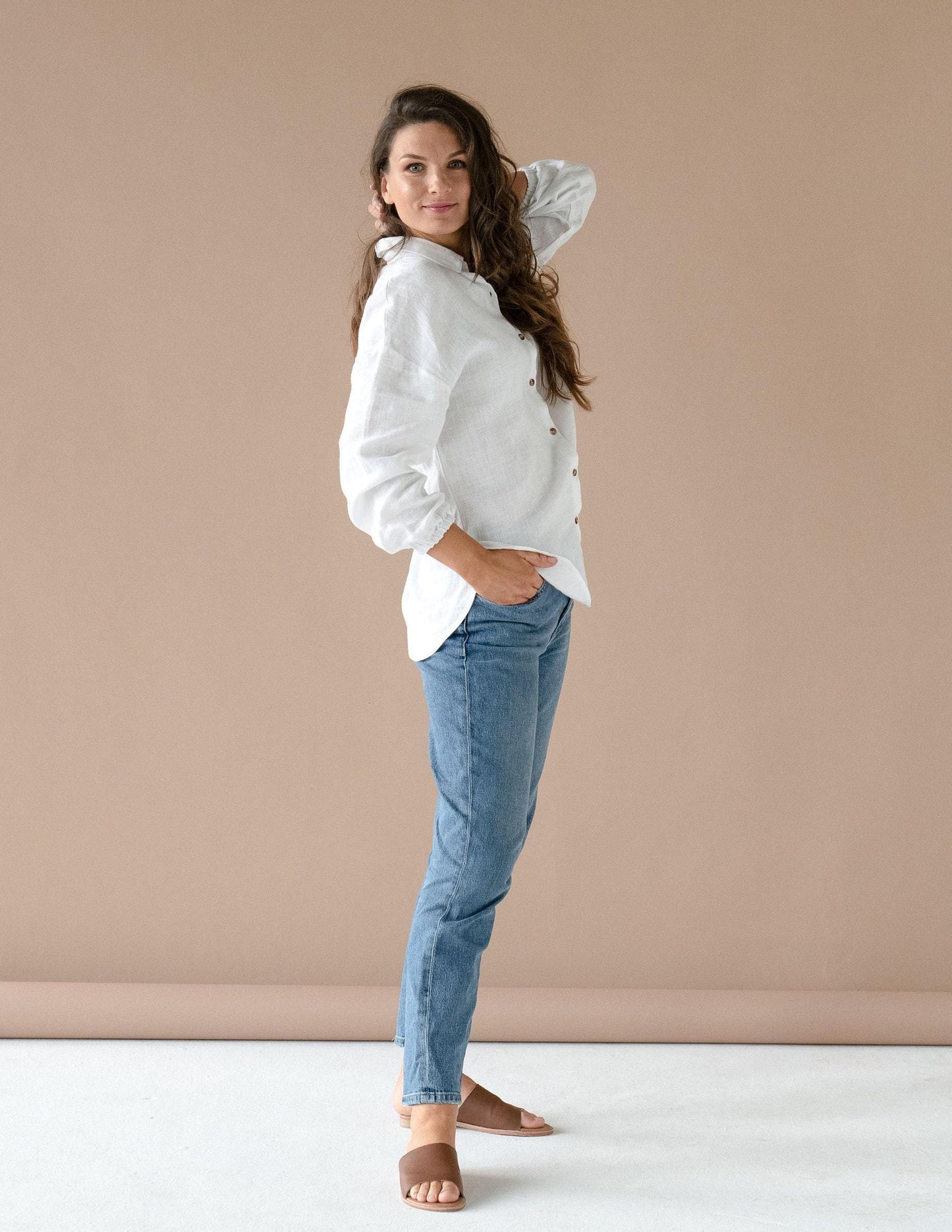 Oversized Linen Shirt in White