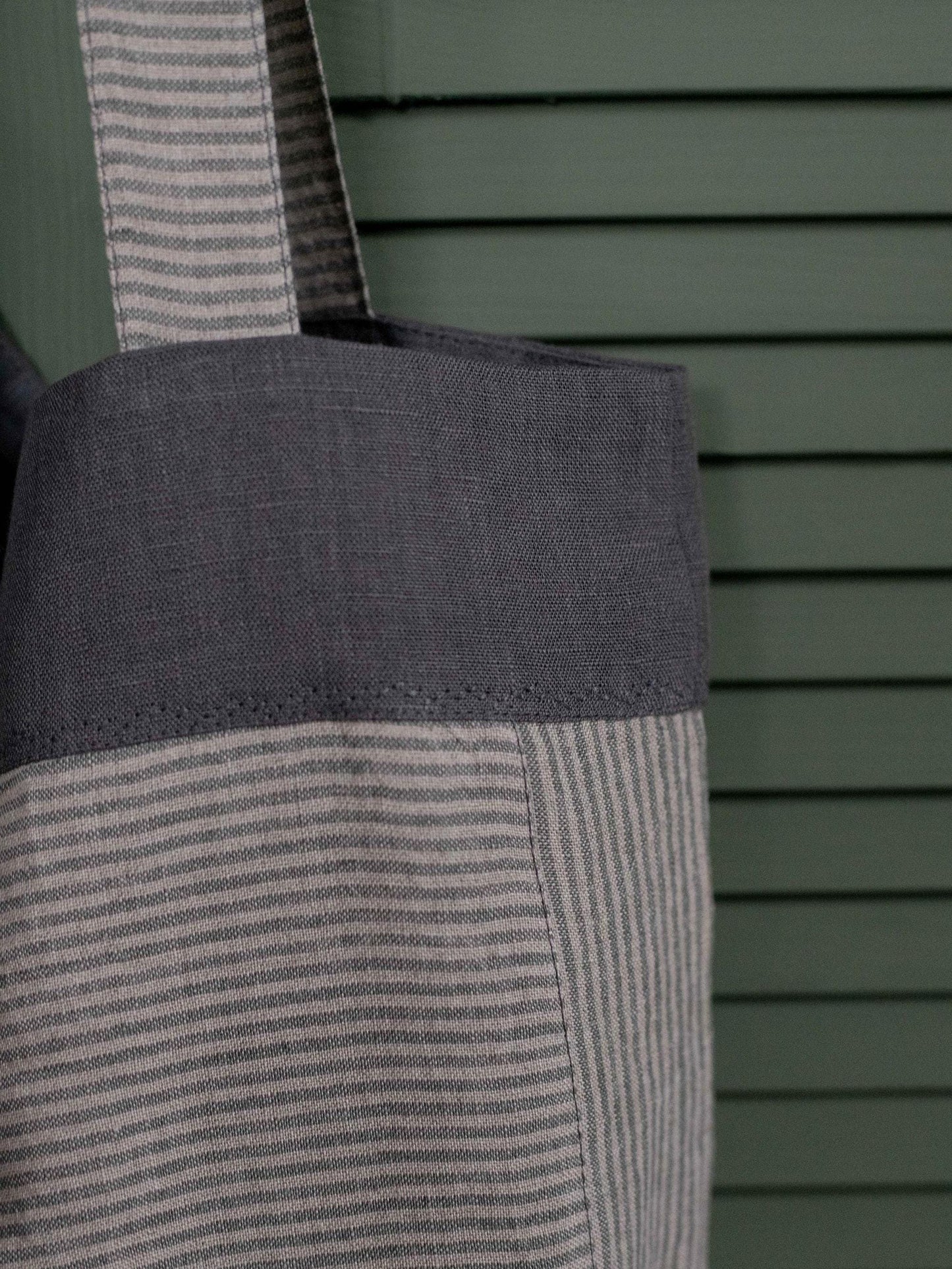 Linen Tote Bag in Stripes | Pure Linen Shoulder Bag | Reusable Linen Beach Bag | Large Linen Shopping Bag