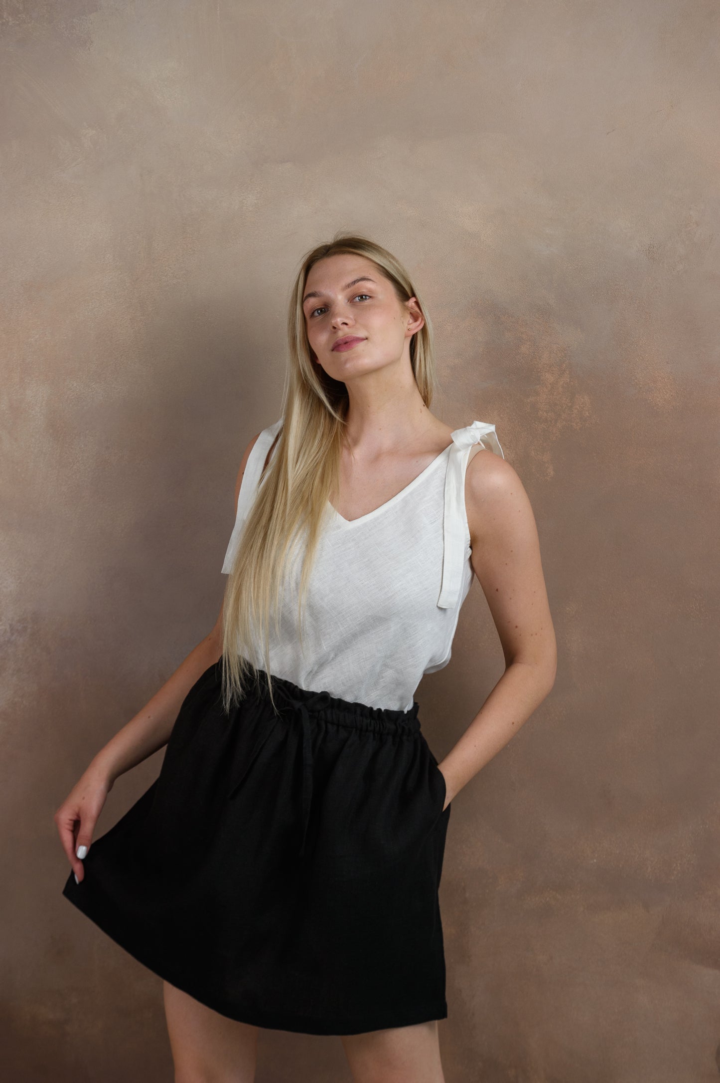 Simple Linen Skirt in Black