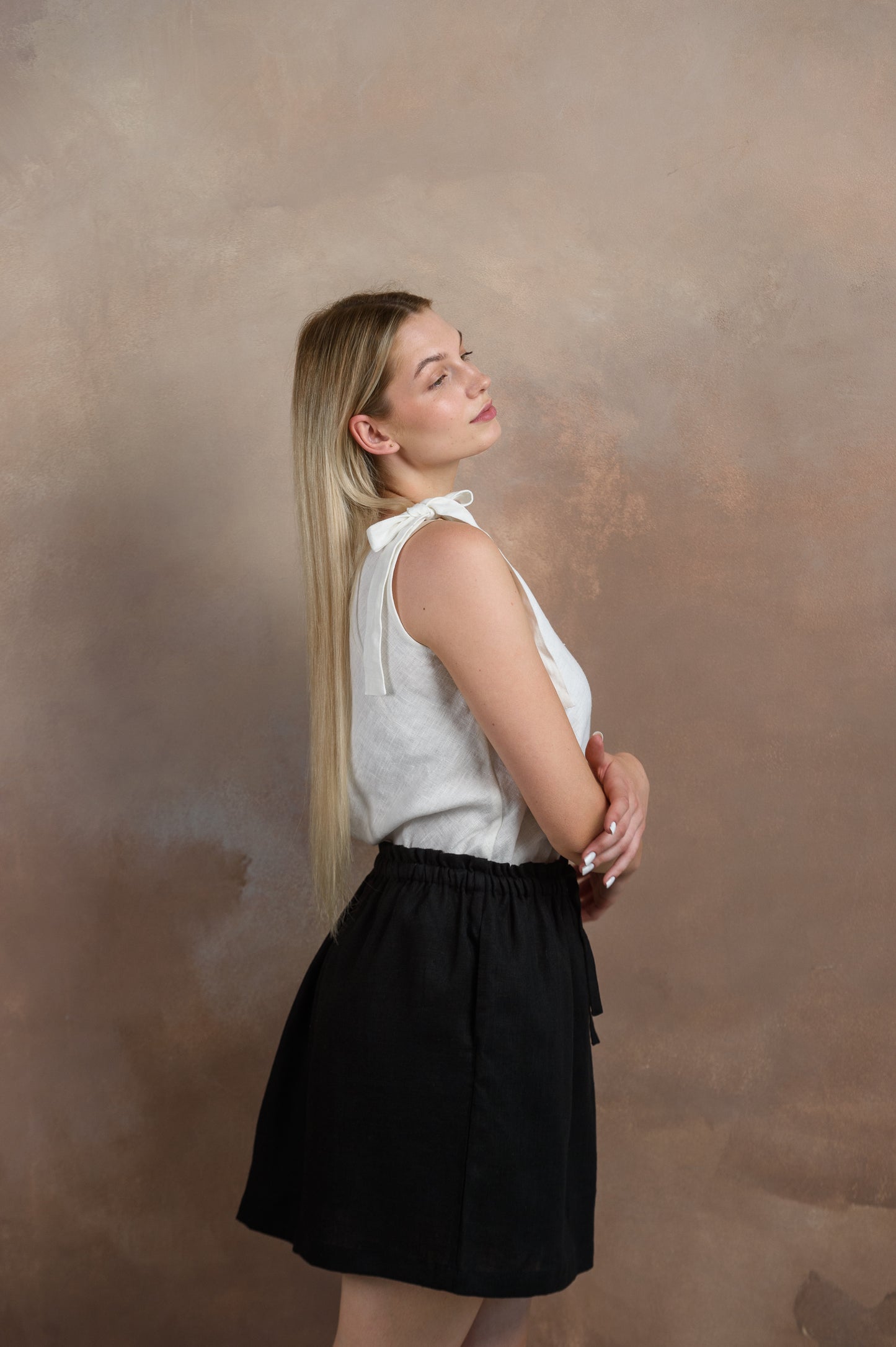 Simple Linen Skirt in Black