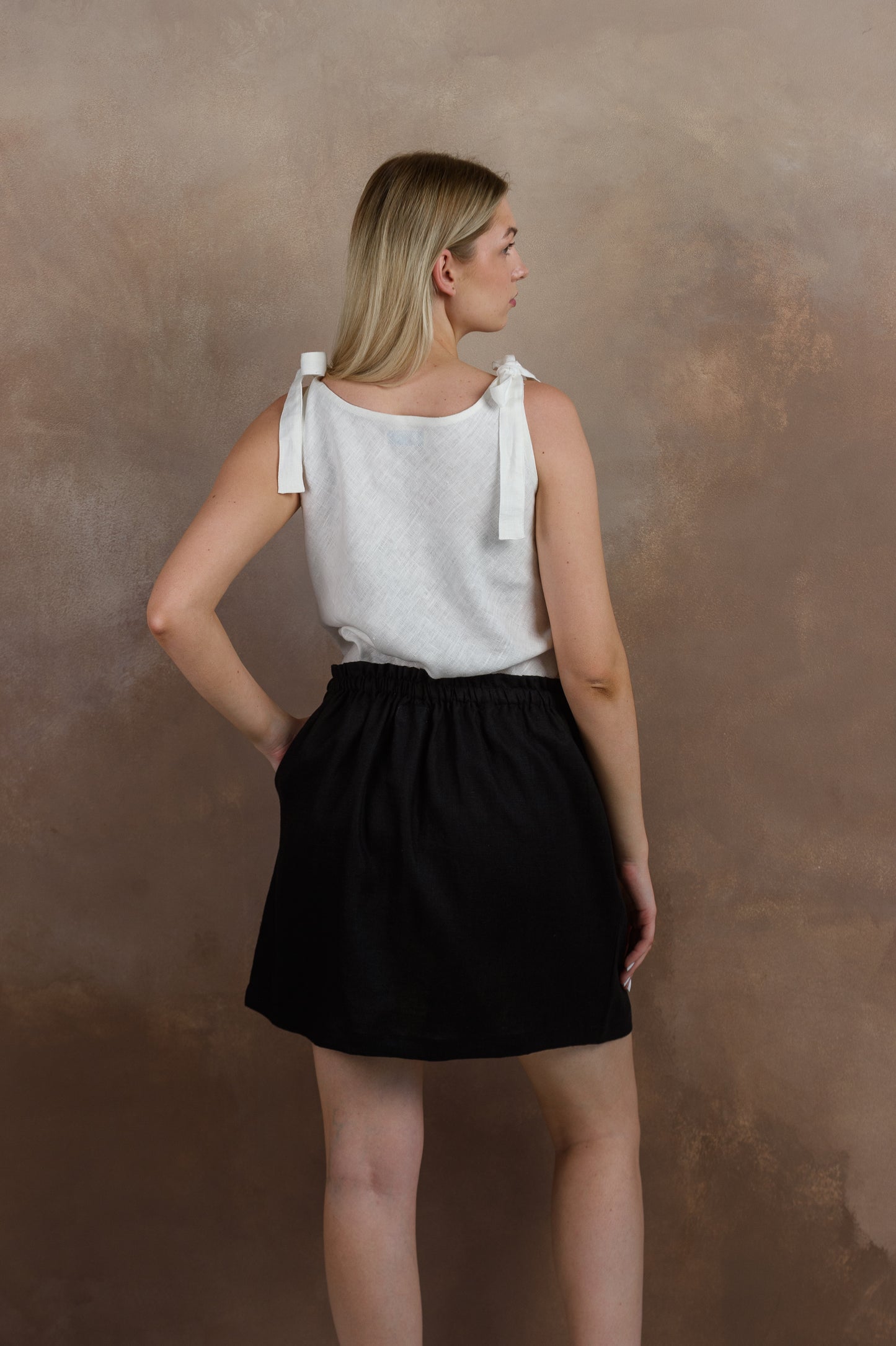 Simple Linen Skirt in Black