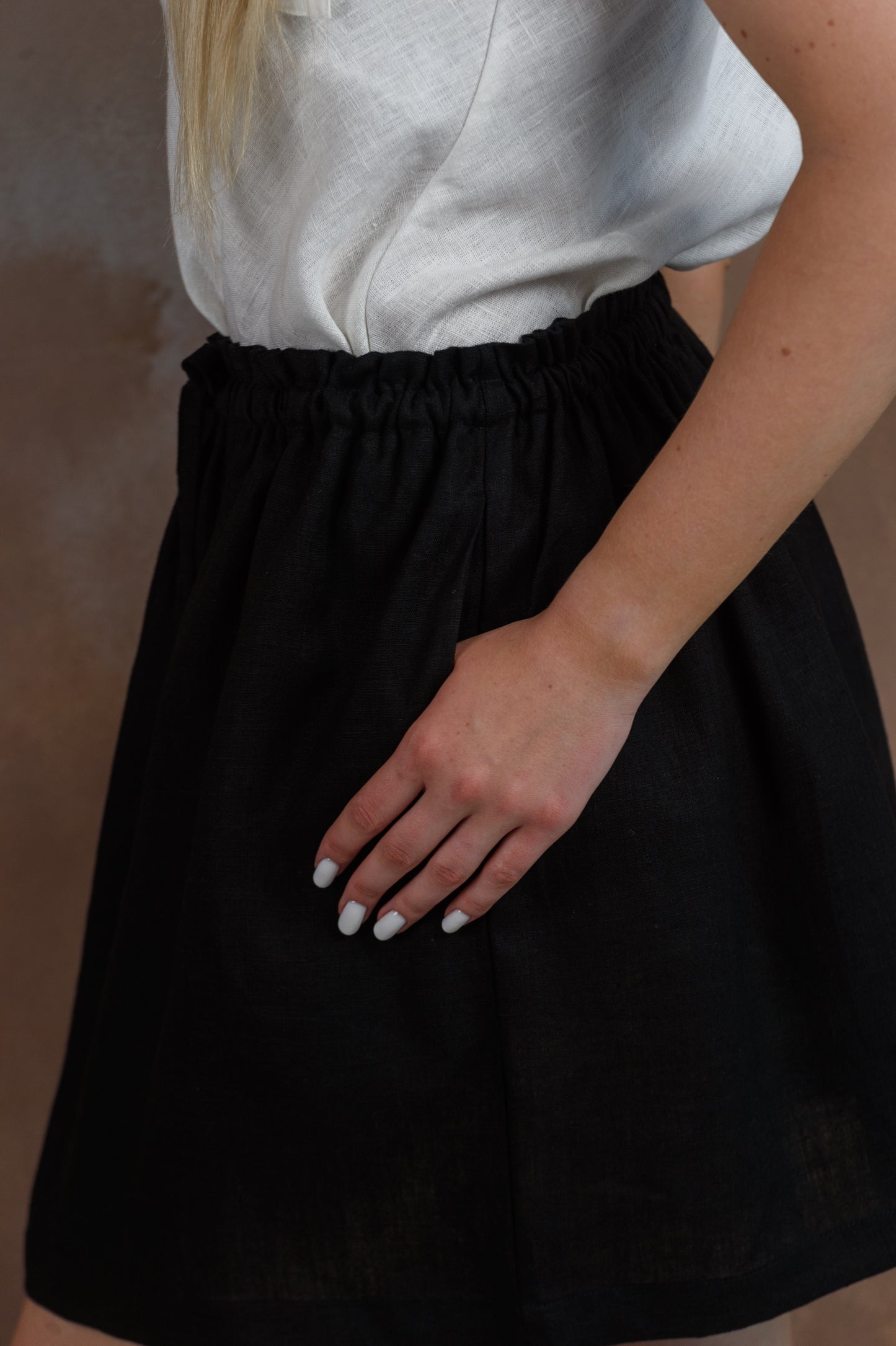 Simple Linen Skirt in Black