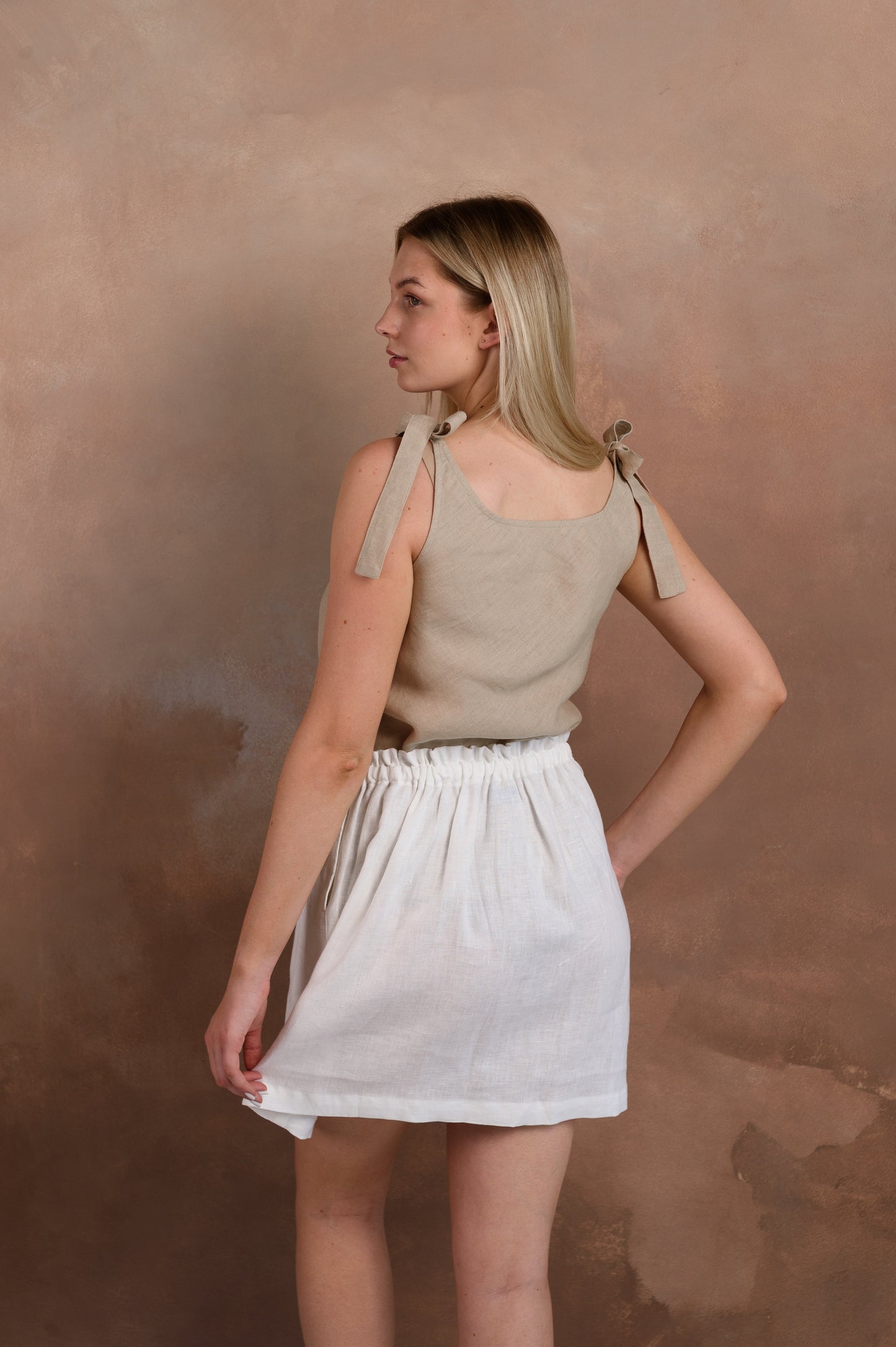 Simple Linen Skirt in White