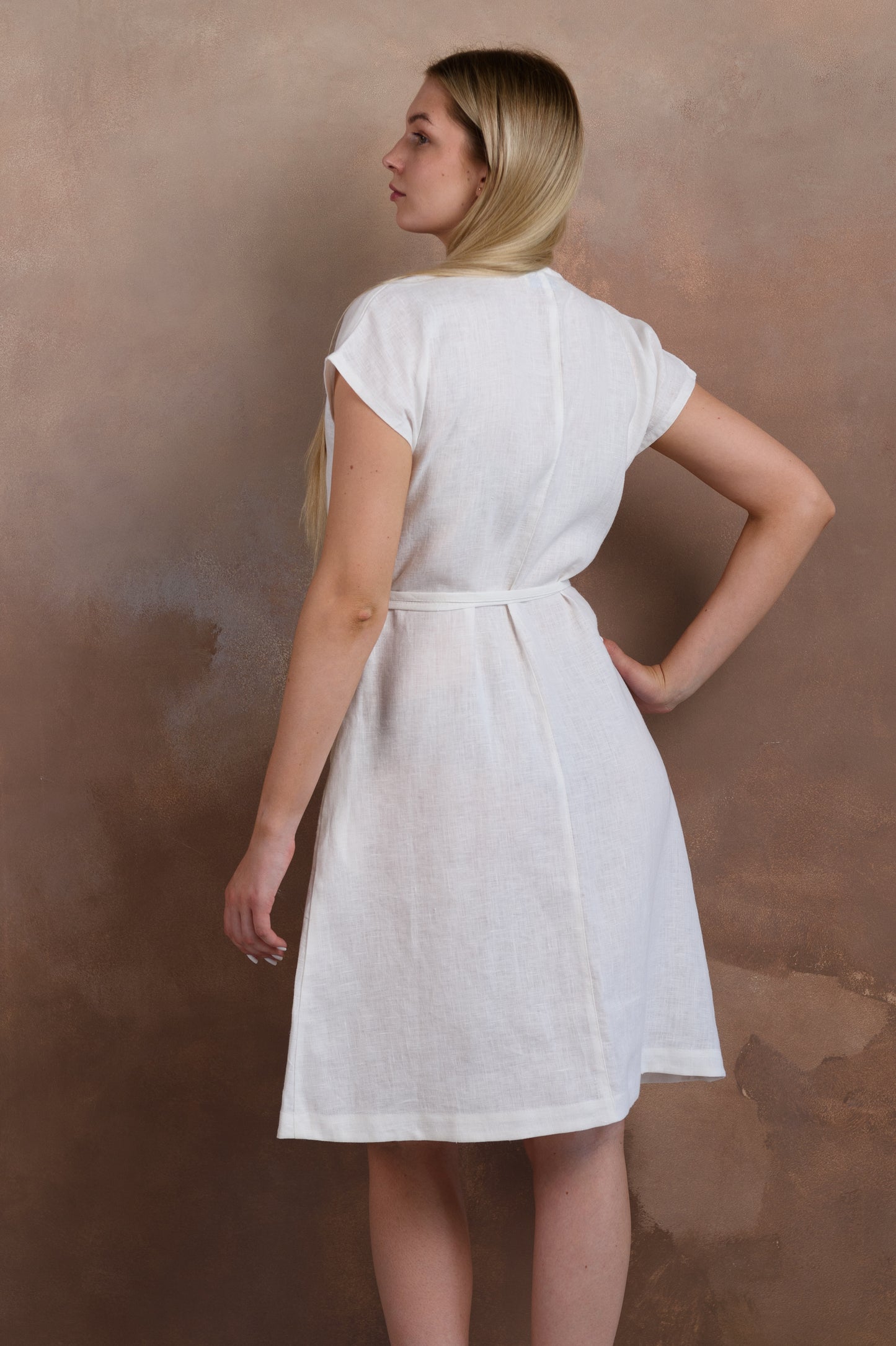 Wrap Linen Dress in White