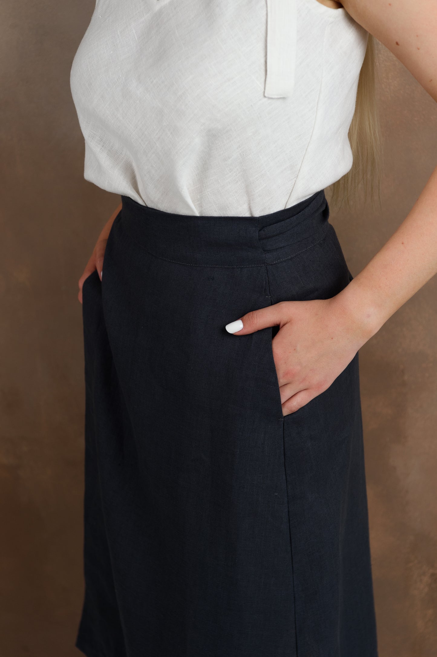 Wrap Linen Skirt in Charcoal Gray