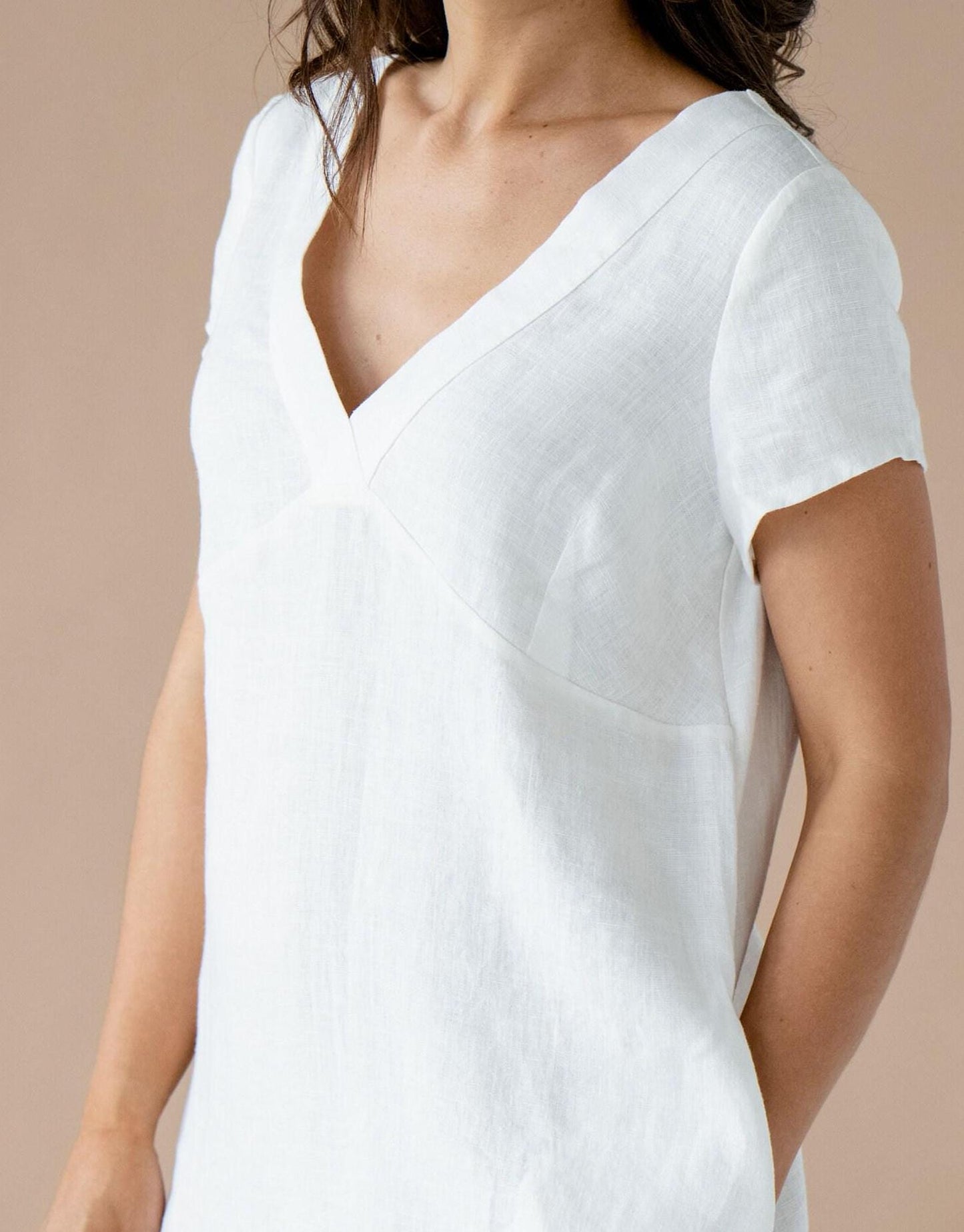 White Linen Tunic by Solen Mara | Simple Linen Tunic Top For Summer | Women's Tops For Resort Wear