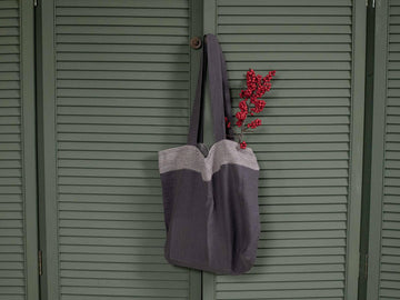 Linen Tote Bag in Gray | Pure Linen Shoulder Bag | Reusable Linen Beach Bag | Large Linen Shopping Bag