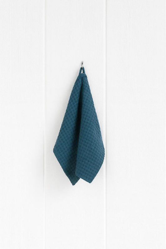 Linen Face Towel in Lagoon Teal