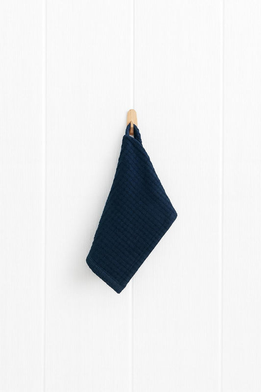Linen Face Towel in Diving Blue