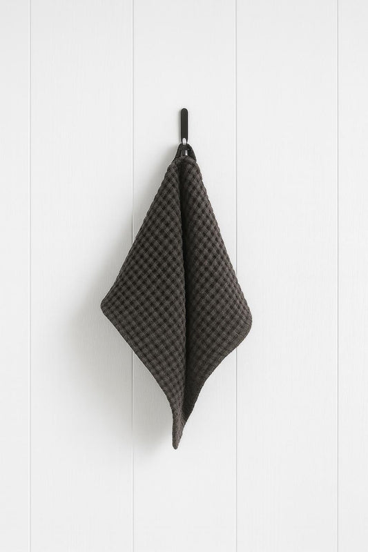 Linen Face Towel in Charcoal Gray
