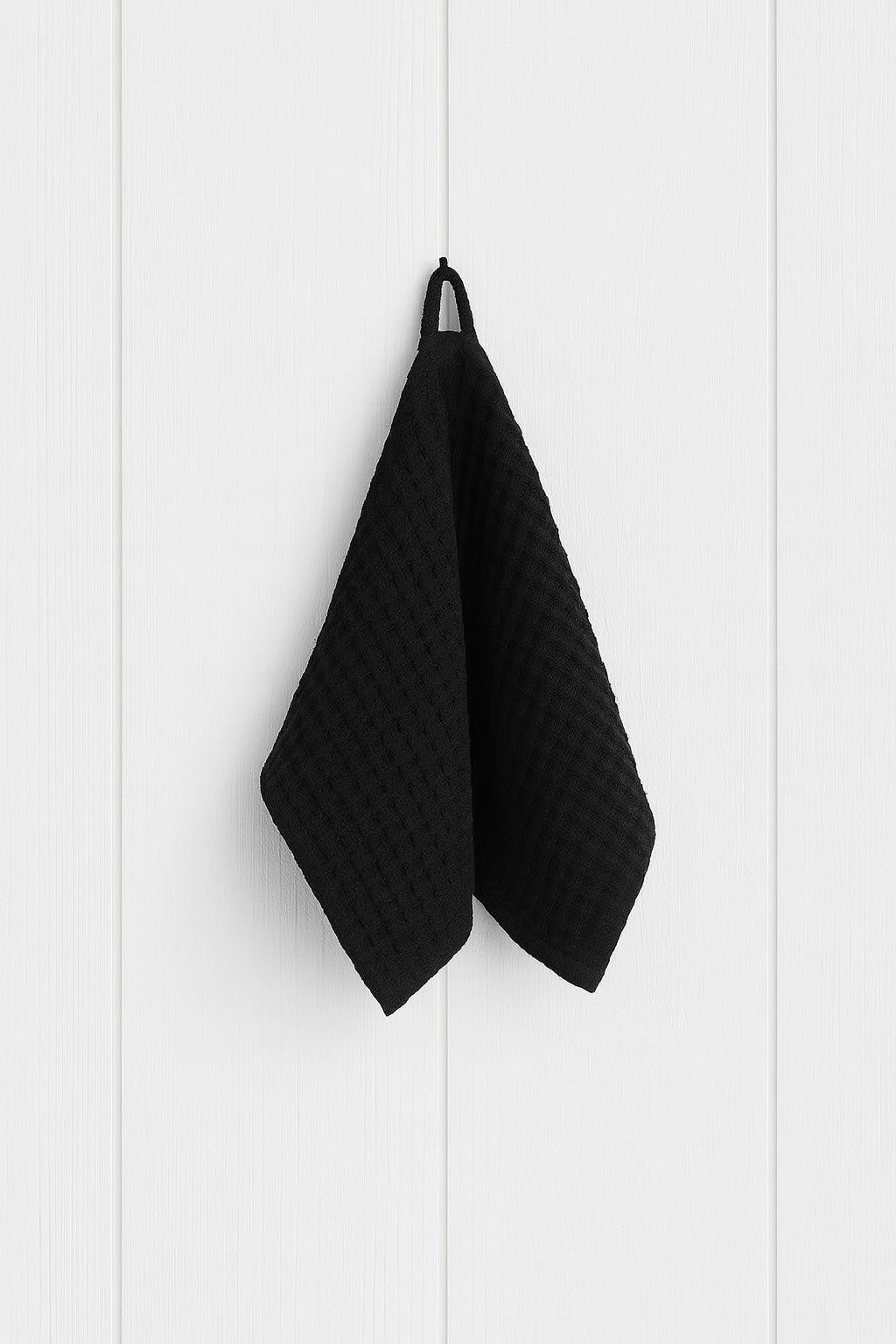 Leinen-Gesichtstuch in Midnight Black