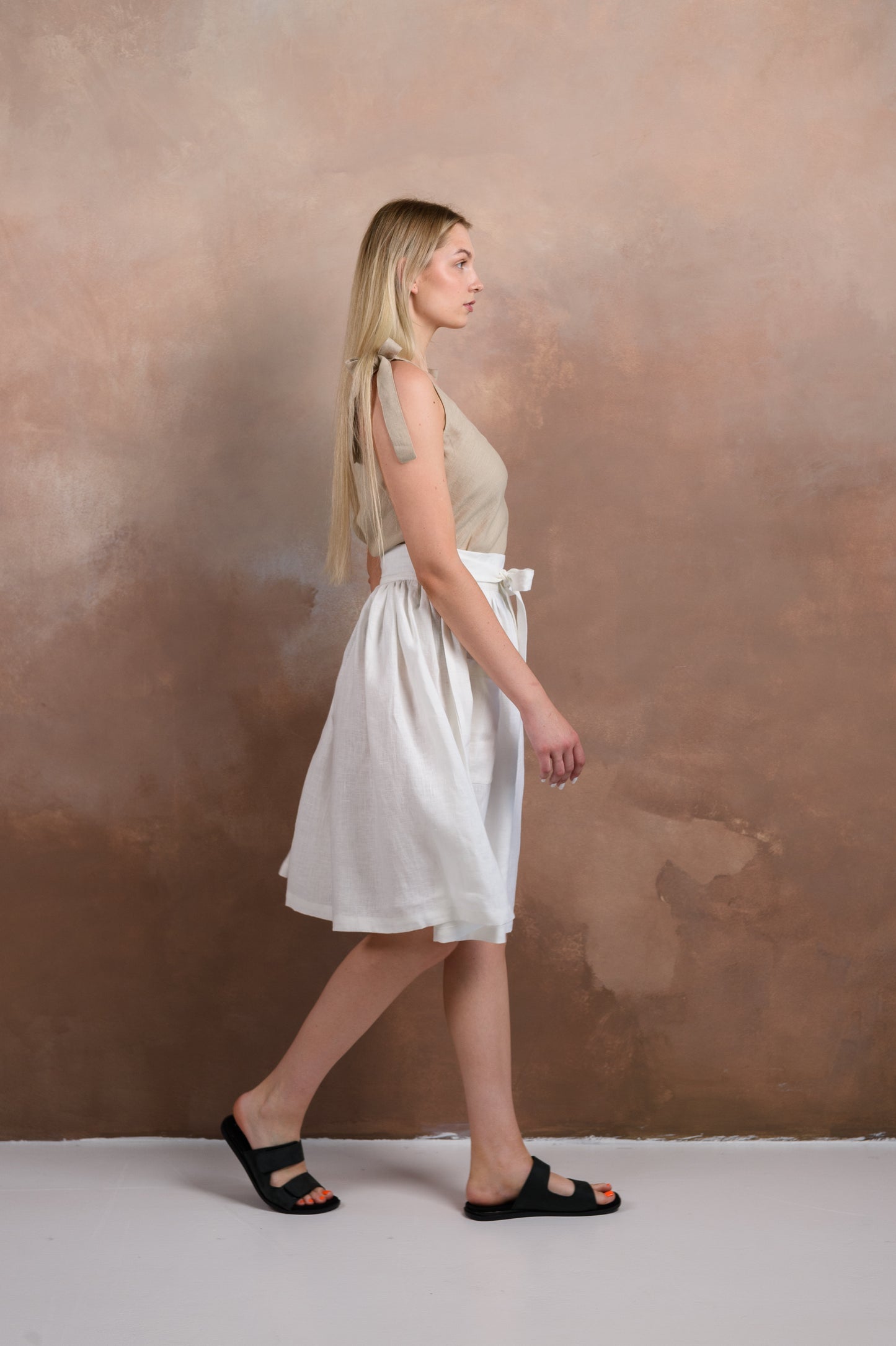 Linen Tank Top in Beige