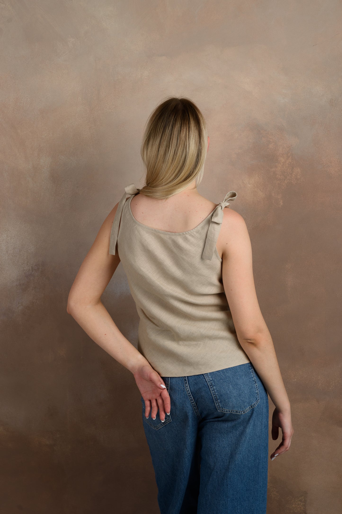 Linen Tank Top in Beige